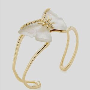 Gold and White Starburst Cuff Bracelet